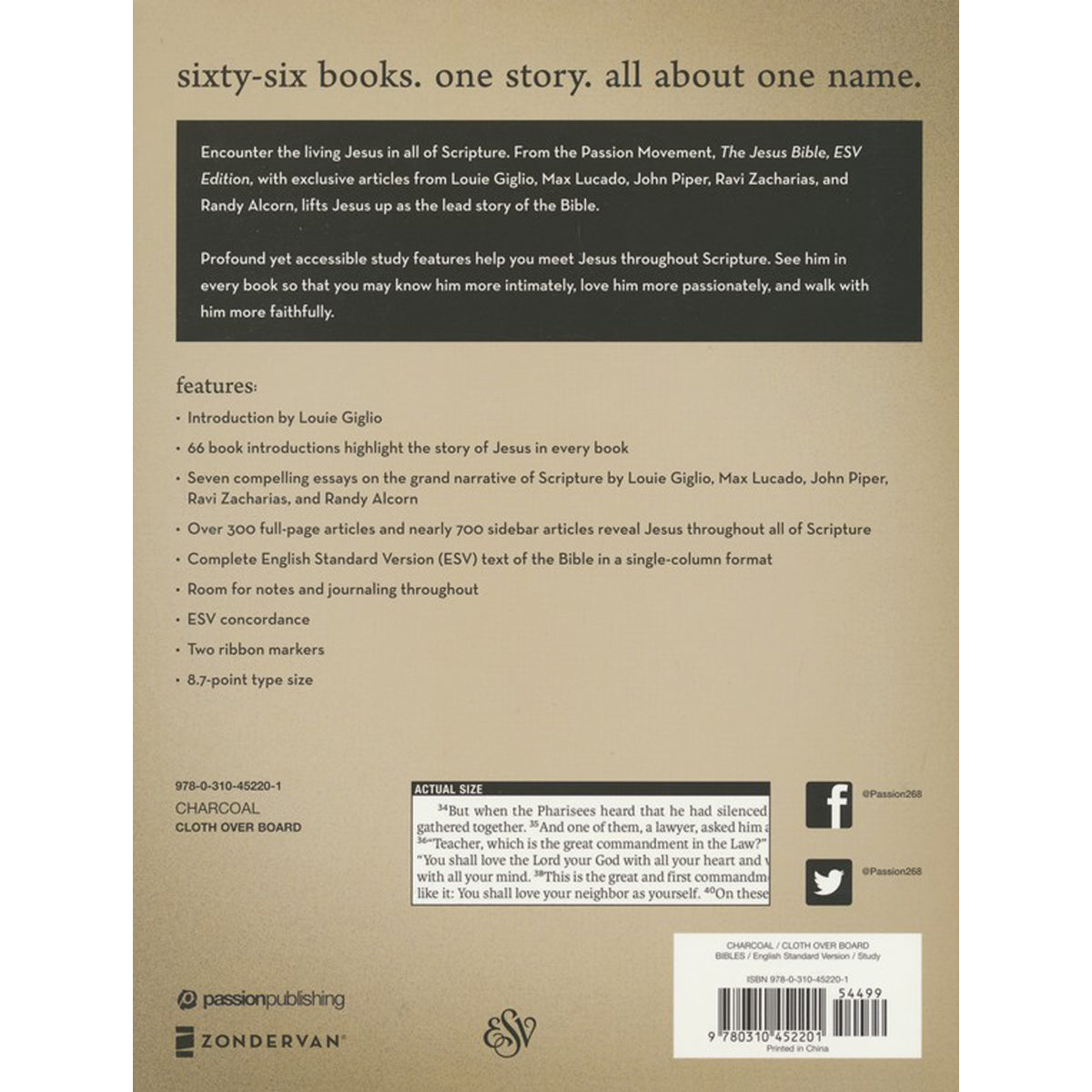 ESV The Jesus Bible Gray (Hardcover)