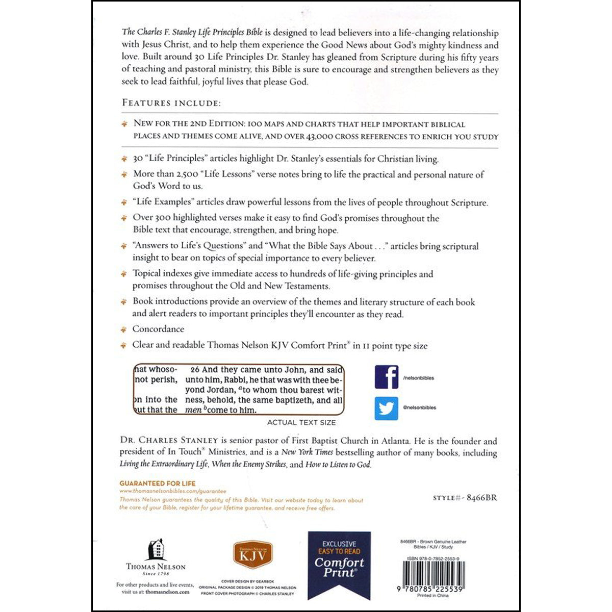KJV Charles F. Stanley Life Princ 2nd Edition Brown (Comfort Print)(Genuine Leather)