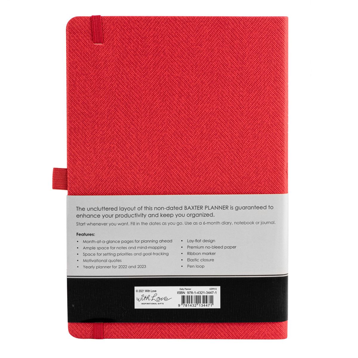 Baxter Undated Planner Red (Durable Synthetic Fibre Flexcover)
