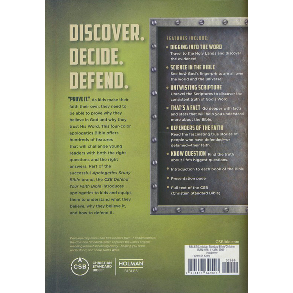 CSB Defend Your Faith Bible The Apologetics Bible For Kids (Hardcover)