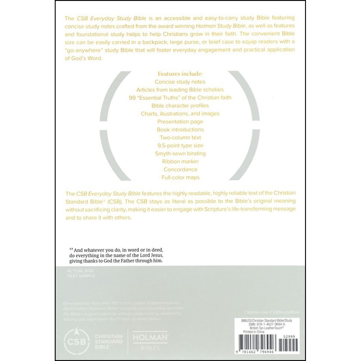 CSB Everyday Study Bible British Tan (Imitation Leather)