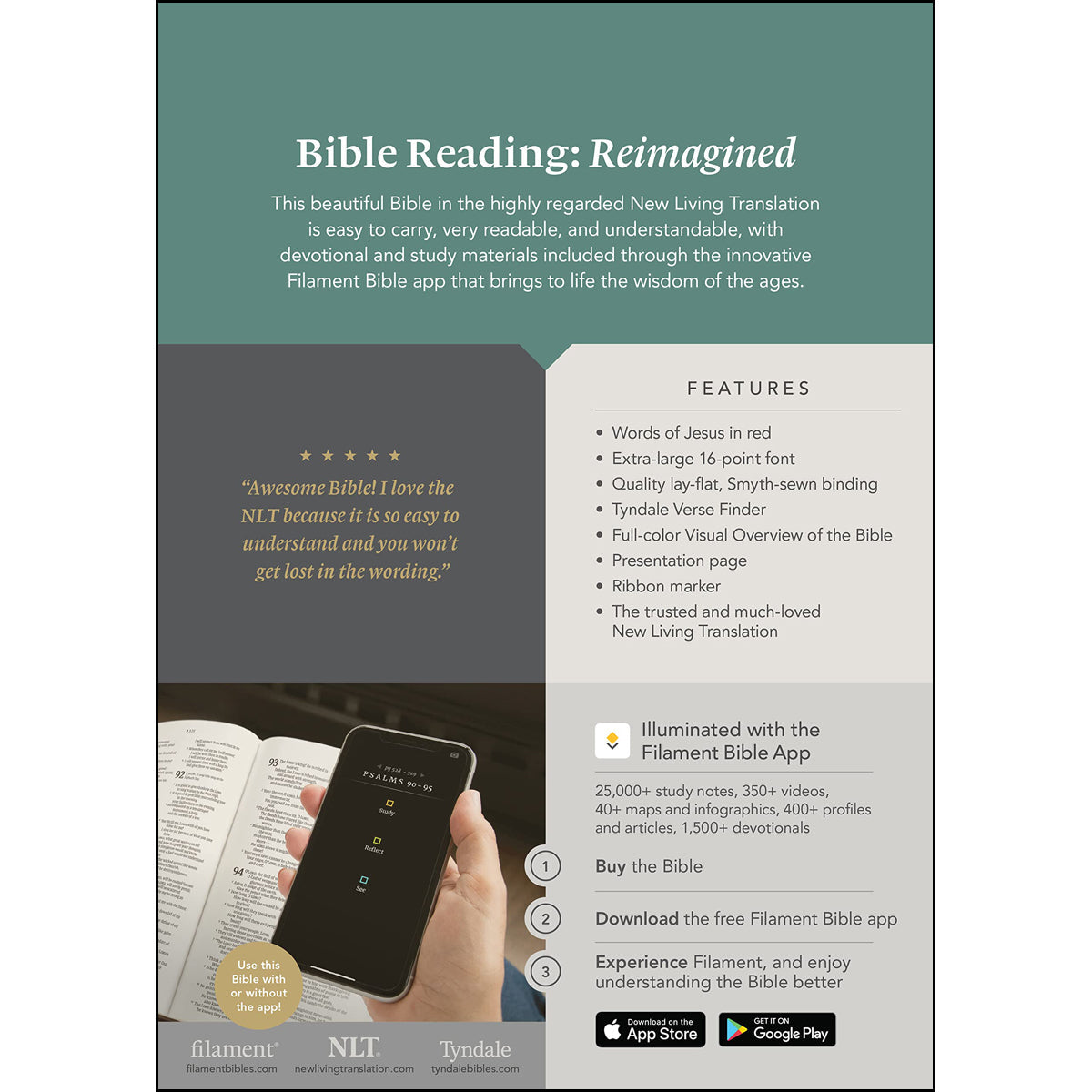 NLT Filament Bible Super Giant Print Red Letter Brown Indexed (Imitation Leather)