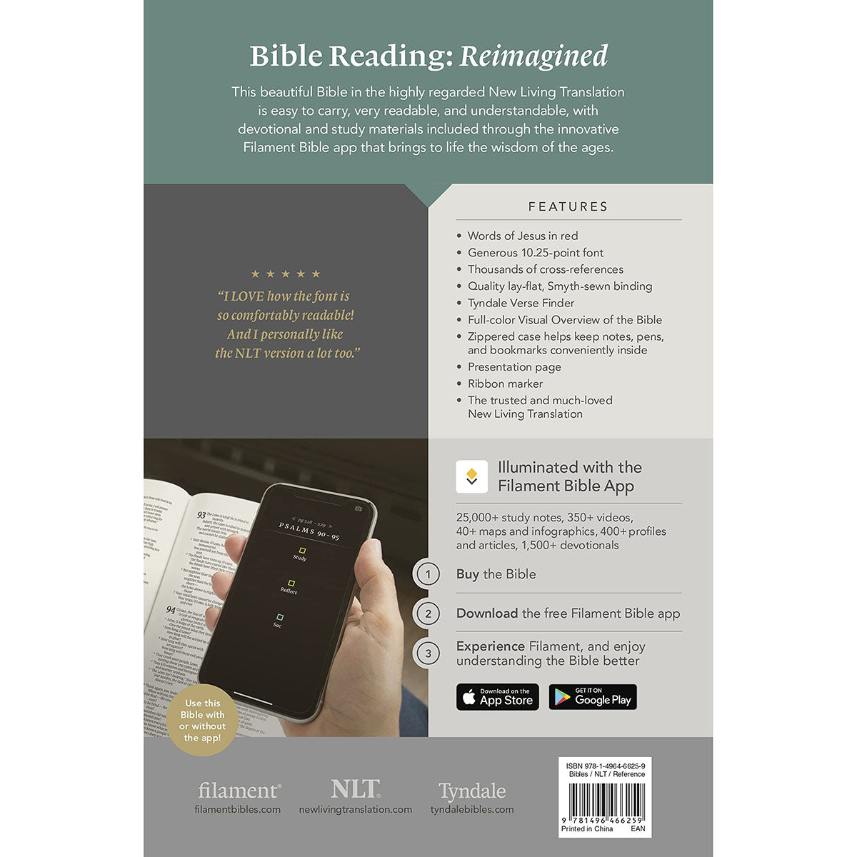 NLT Filament Thinline Reference Bible, Large Print Navy & Pink Meadow With Zip (Imitation Leather)