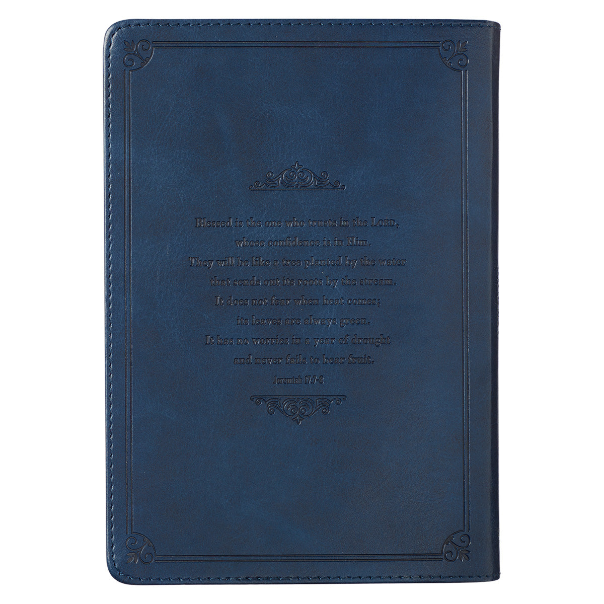 Blessed Is The One Who Trusts In The Lord Jeremiah 17:7 Navy (Faux Leather Journal)