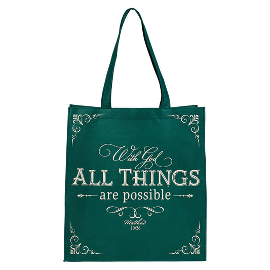 With God All Things Non-Woven Tote Bag - Matthew 19:26