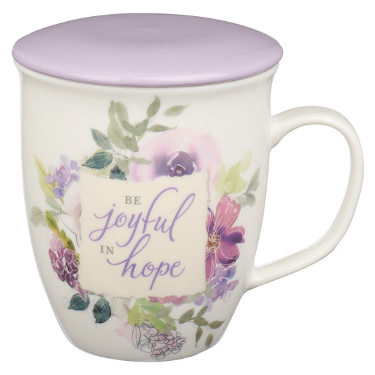 Be Joyful In Hope Lilac Lidded Ceramic Mug