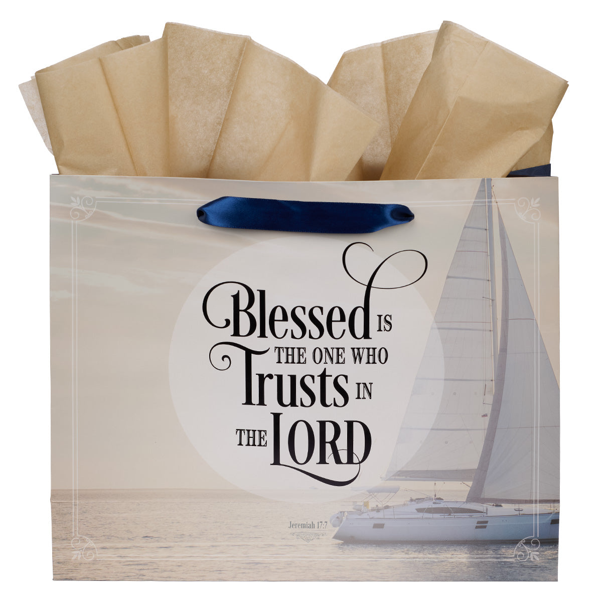 Blessed Is The One Who Trusts Large Landscape Gift Bag With Card - Jeremiah 17:7