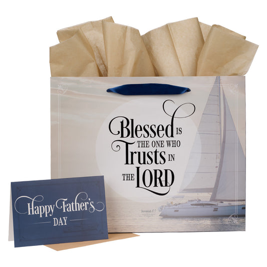 Blessed Is The One Who Trusts Large Landscape Gift Bag With Card - Jeremiah 17:7