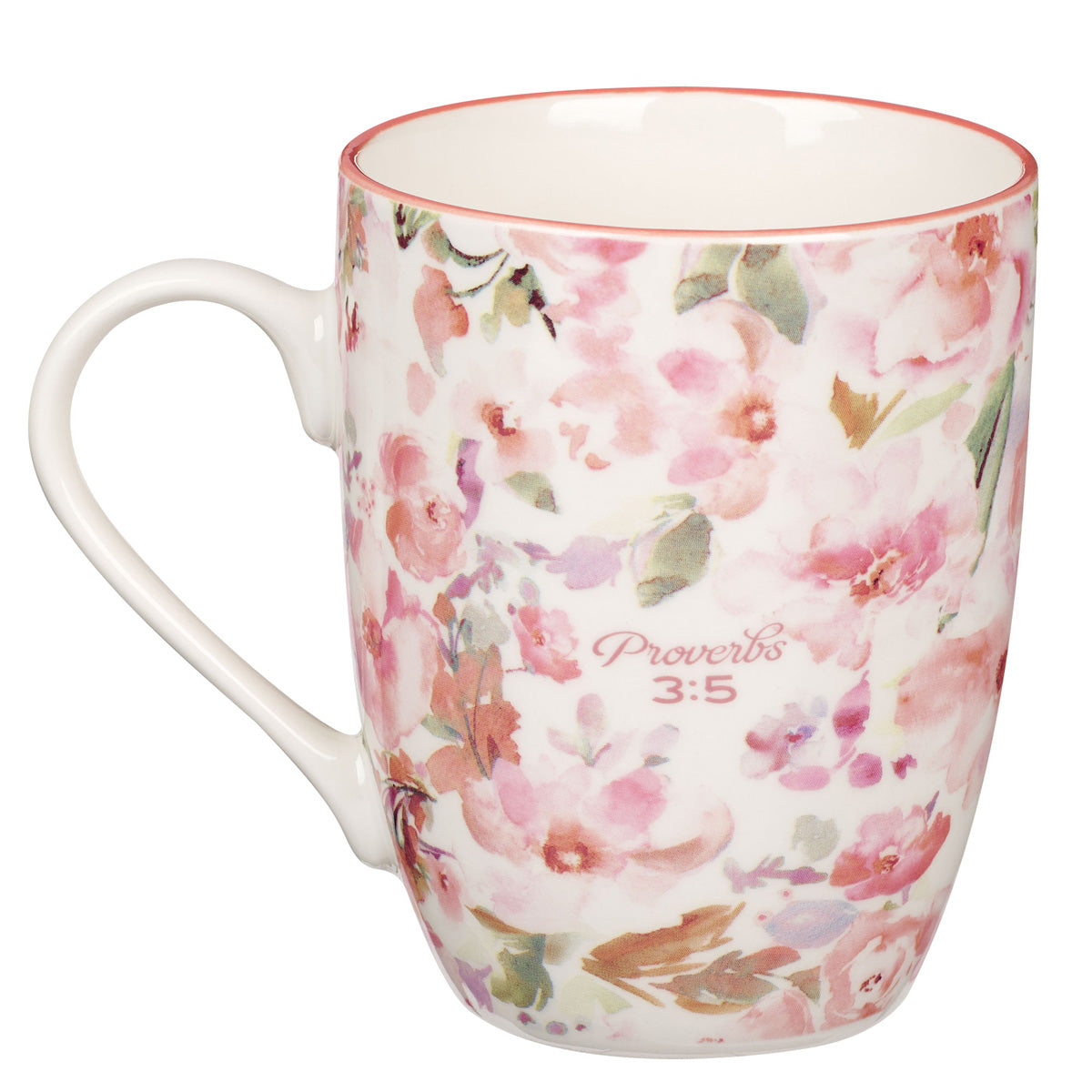 Trust In The Lord With All Your Heart Multi Color Floral Ceramic Mug - Proverbs 3:5-6