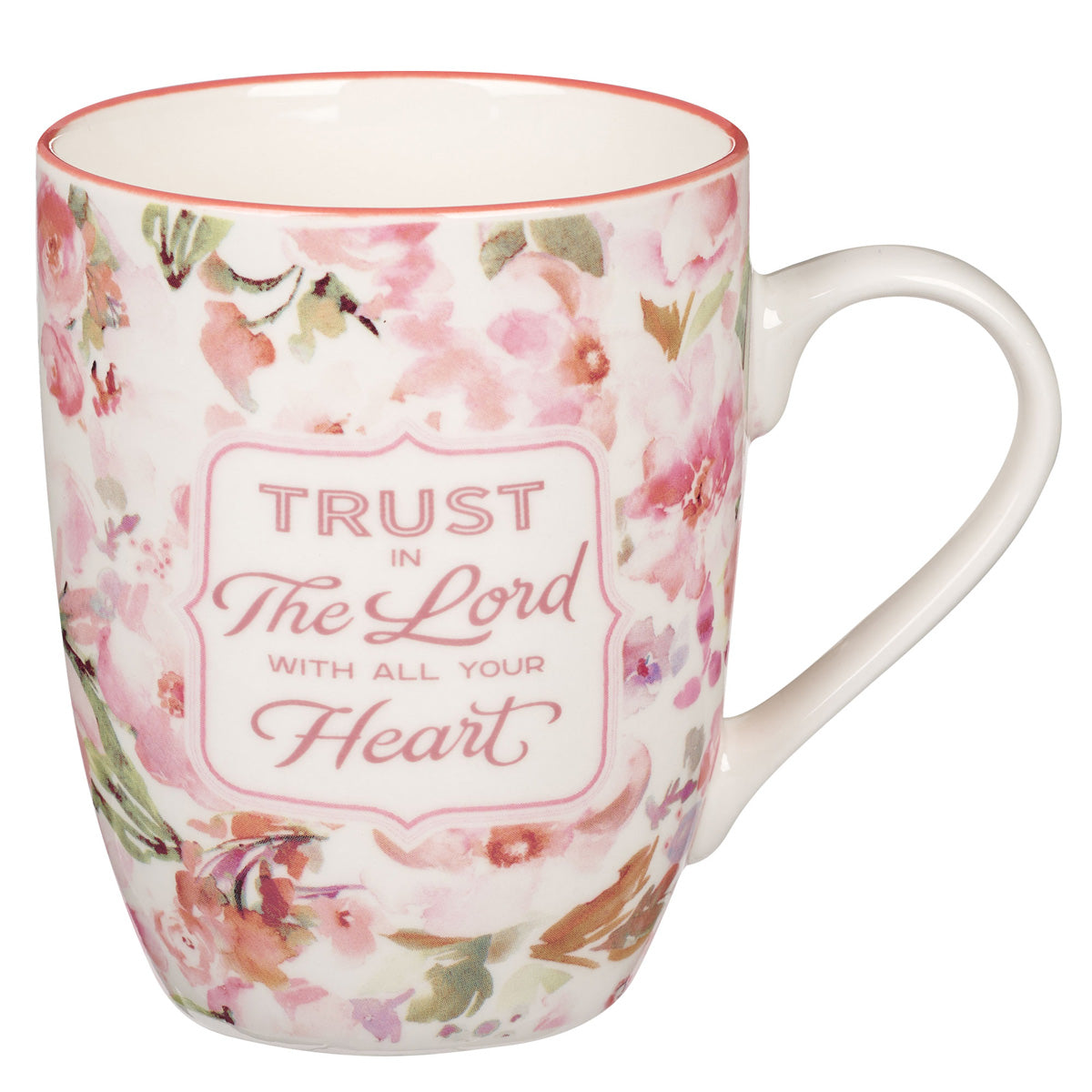 Trust In The Lord With All Your Heart Multi Color Floral Ceramic Mug - Proverbs 3:5-6