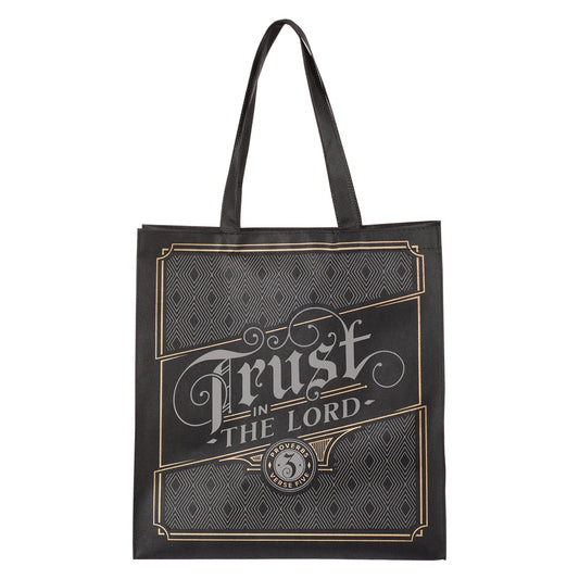 Trust in the Lord Black Non-Woven Totebag