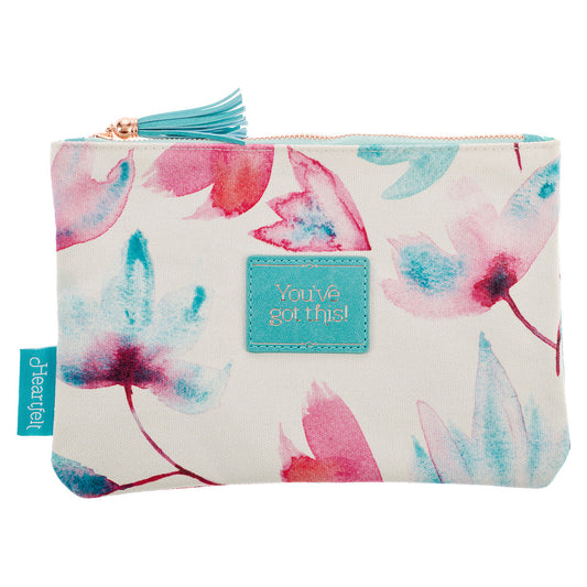 You've Got This! Pink Petals Canvas Zipper Pouch