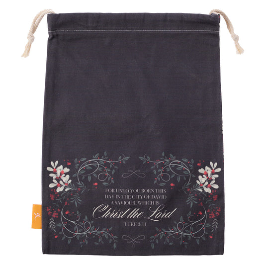 Christ The Lord Black Large Drawstring Bag - Luke 2:11