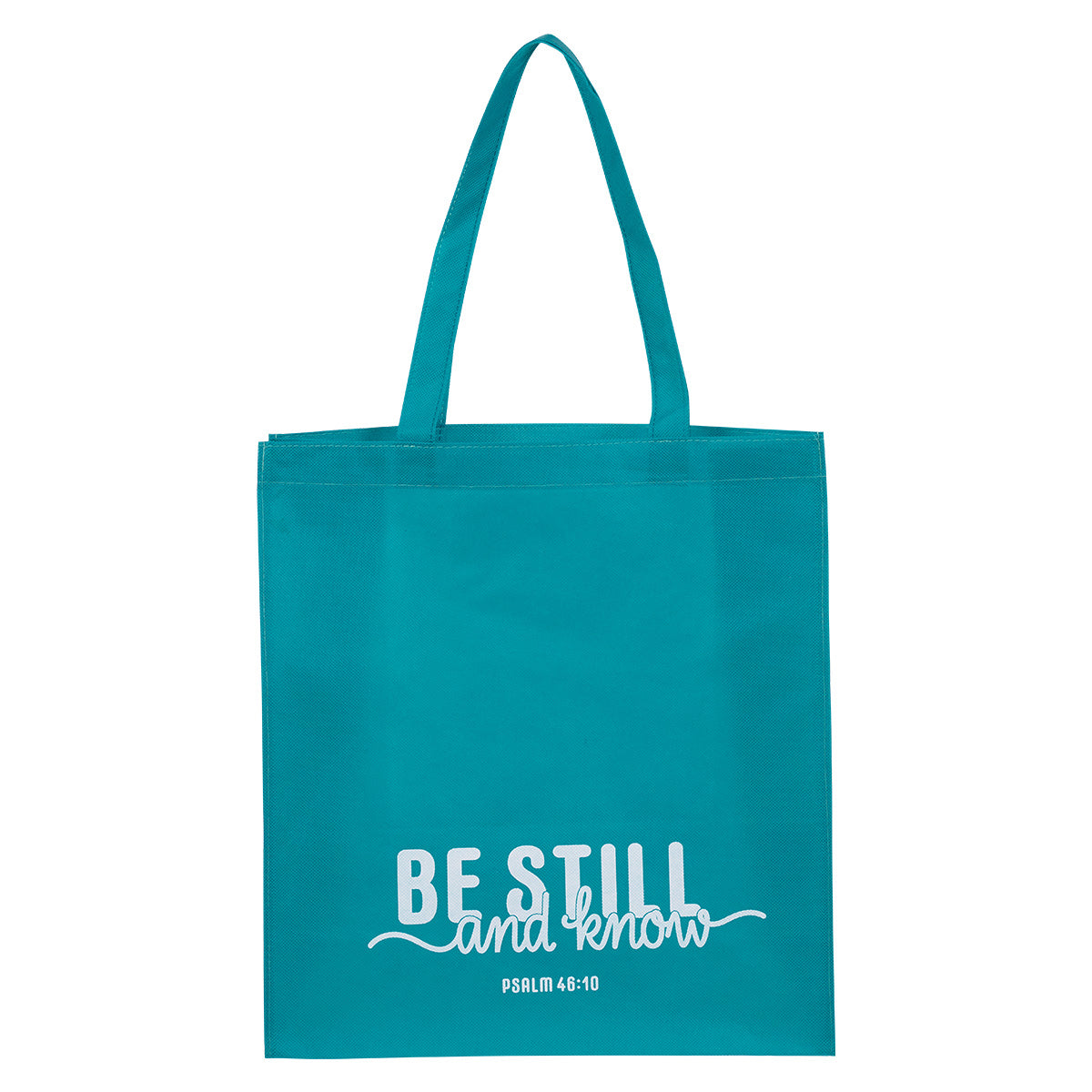 Be Still And Know Turquoise Non-Woven Tote Bag - Psalm 46:10