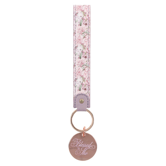 Blessed Is She Faux Leather Key Ring - Luke 1:45