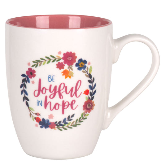 Be Joyful in Hope Pink Interior Ceramic Mug