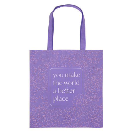 You Make the World a Better Place Purple Non-Woven Tote Bag