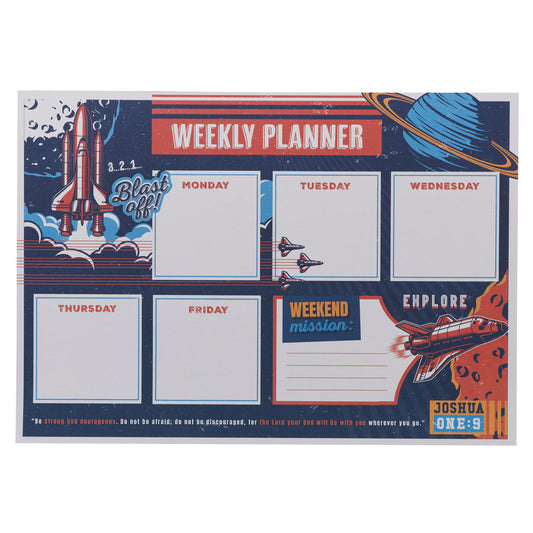 A4 Weekly Desk Planner - Strong and Courageous