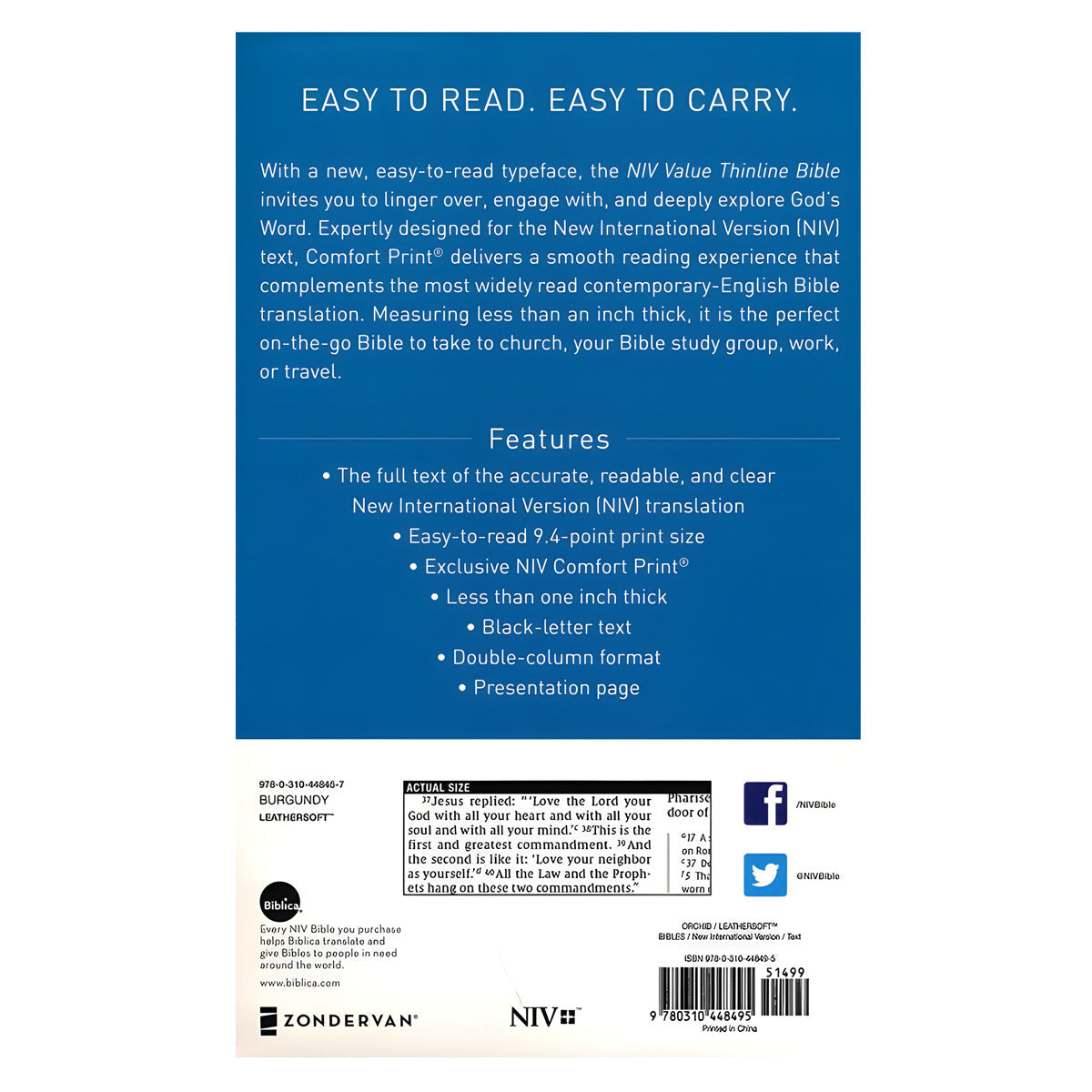 NIV Value Thinline Bible Pink (Comfort Print)(Imitation Leather)