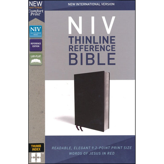 NIV Thinline Reference Red Letter Indexed Black (Comfort Print)(Bonded Leather)