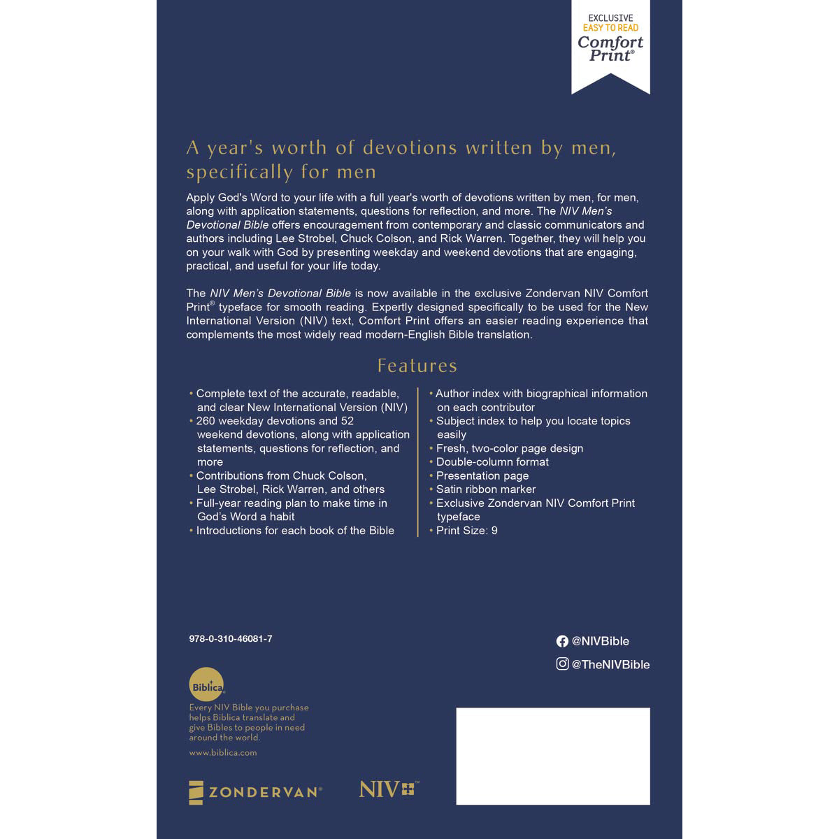 NIV Mens Devotional Bible (Comfort Print)(Hardcover)