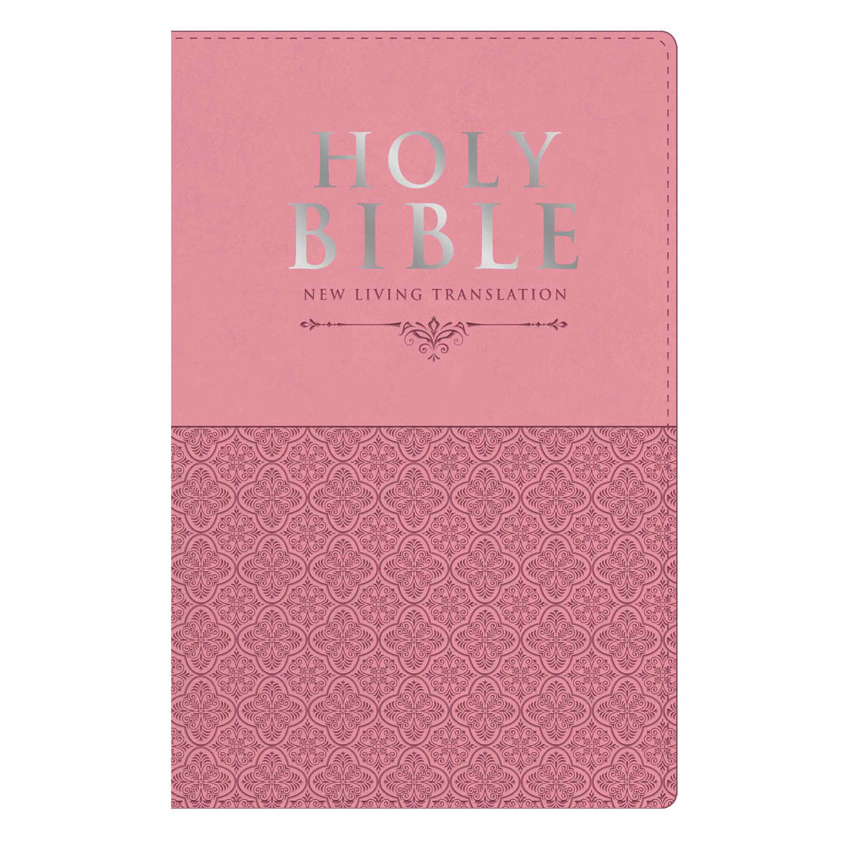 NLT Pink Pattern Faux Leather Standard Bible Thumb Indexed