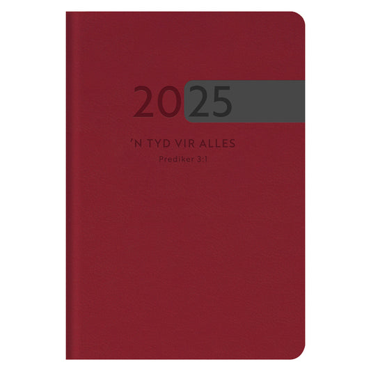 2025 Dagboek - Kronos Dagbeplanner - 'n Tyd vir Alles Rooi - Kunsleer
