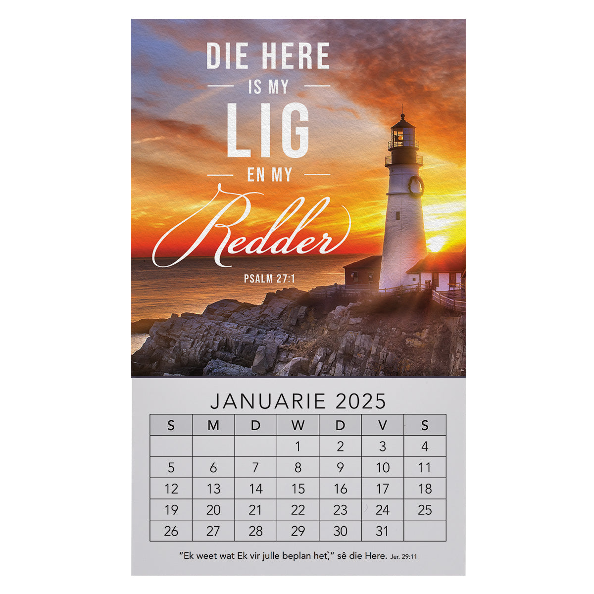 2025 Klein Magnetiese Kalender - Die Here Is My Lig en My Redder