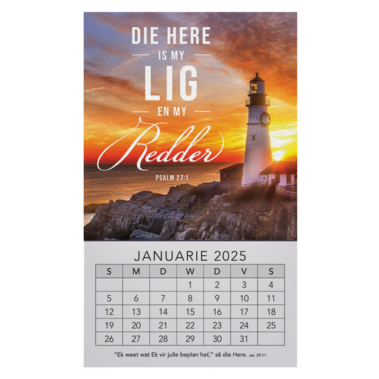 2025 Klein Magnetiese Kalender - Die Here Is My Lig en My Redder