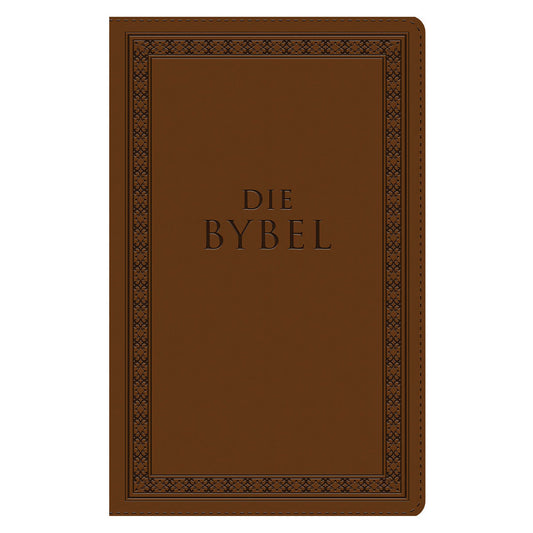 NLV Taan Bruin Kunsleer Standaard Bybel met Ritssluiter en Duimgrepe