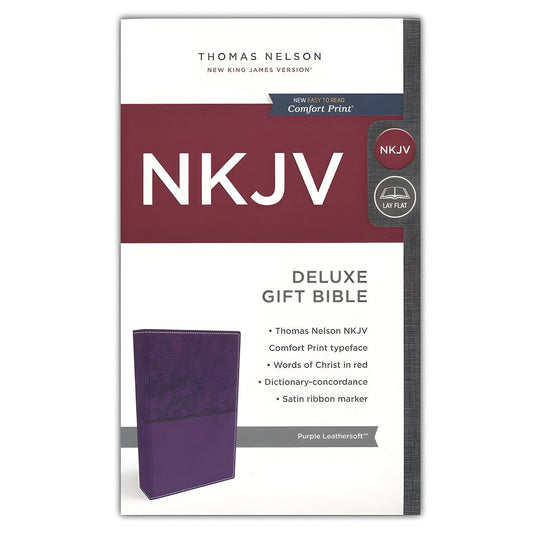 NKJV Purple Faux Leather Deluxe Gift Bible Red Letter Comfort Print