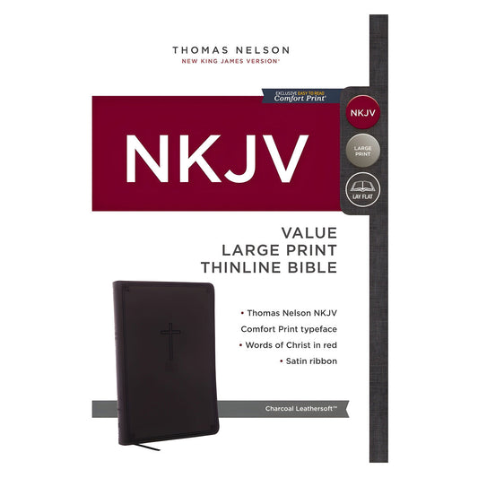 NKJV Value Thinline Large Print Red Letter Charcoal (Comfort Print)(Imitation Leather)
