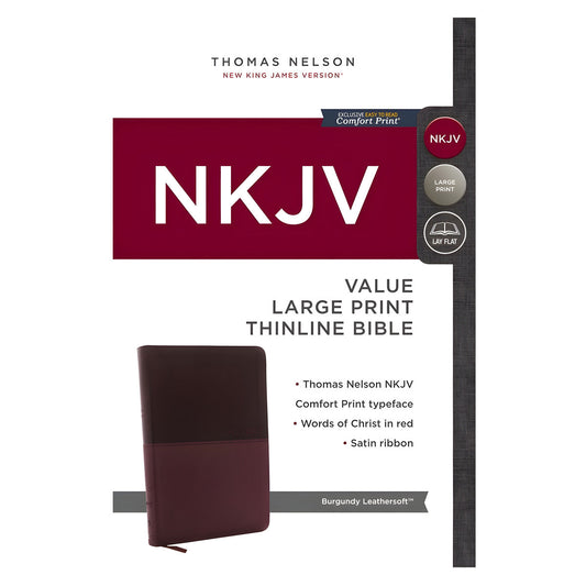 NKJV Value Thinline Large Print Red Letter Burgundy (Comfort Print)(Imitation Leather)