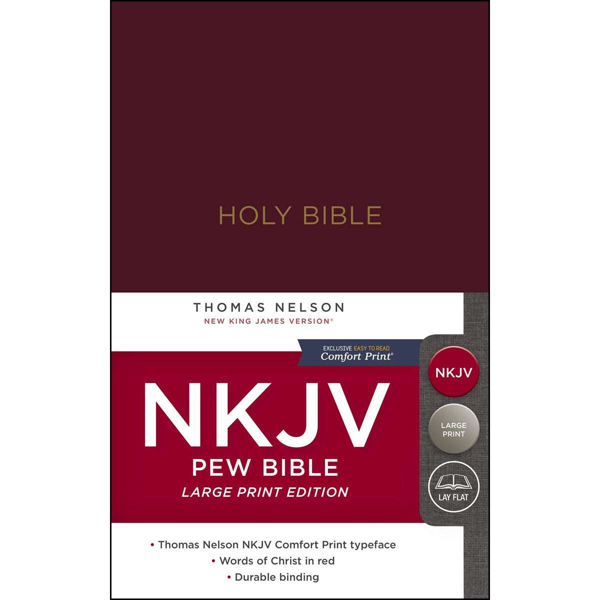 NKJV Pew Bible Red Letter Edition Holy Large Print Burgundy (Comfort Print)(Hardcover)