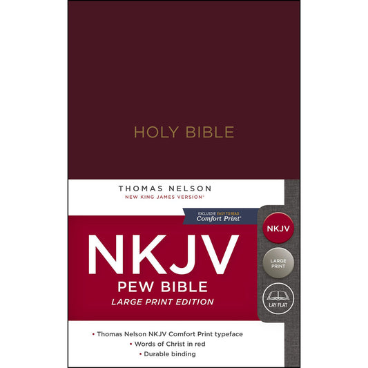 NKJV Pew Bible Red Letter Edition Holy Large Print Burgundy (Comfort Print)(Hardcover)