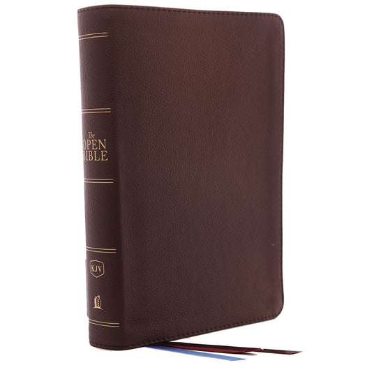 KJV Open Bible Comp Ref Red Letter Edition Brown (Comfort Print)(Genuine Leather)