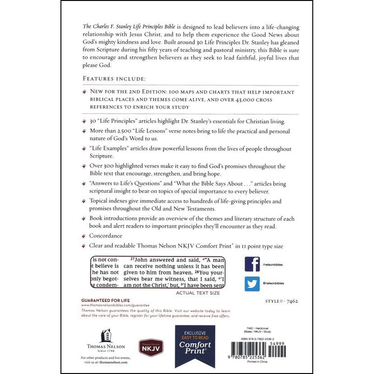 NKJV Charles F. Stanley Life Principles Bible 2nd Ed (Comfort Print)(Hardcover)