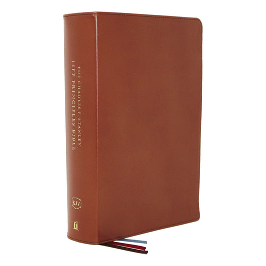 KJV Charles F. Stanley Life Princ 2nd Edition Brown (Comfort Print)(Genuine Leather)
