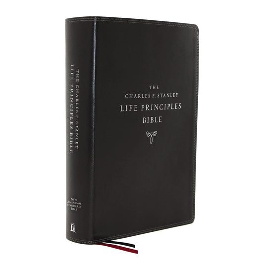 NASB Charles F. Stanley Life Principles Bible 2nd Ed Index Black (Comfort Print)(Imitation Leather)