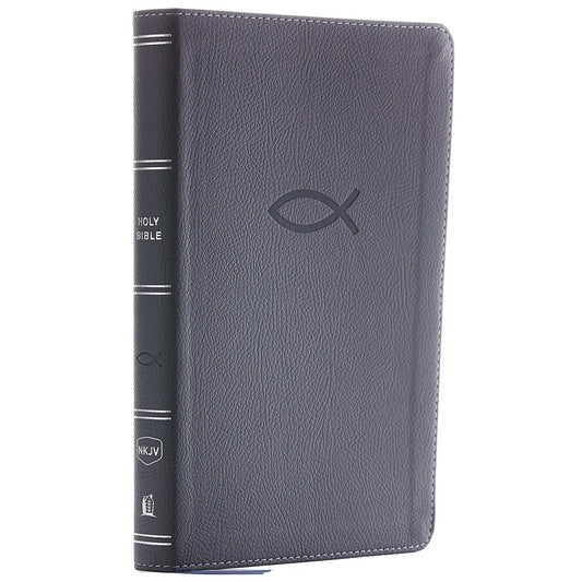 NKJV Thinline Bible Youth Red Letter Gray (Comfort Print)(Imitation Leather)