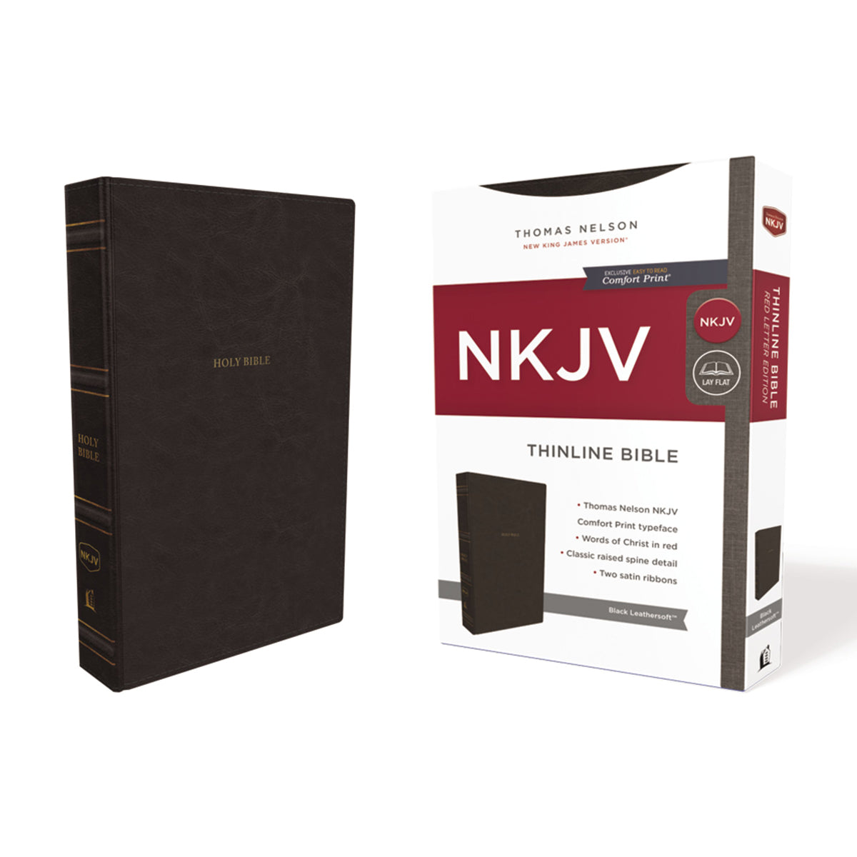 NKJV Thinline Bible Red Letter Ed Indexed Black (Comfort Print)(Imitation Leather)