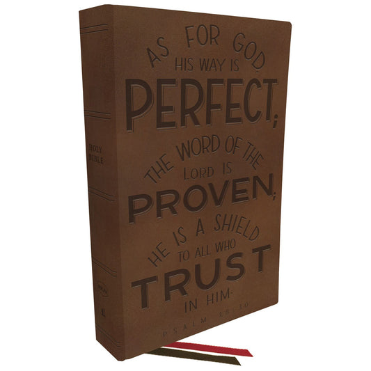 NKJV Thinline Bible Brown (Comfort Print)(Verse Art Cover Collection)(Genuine Leather)