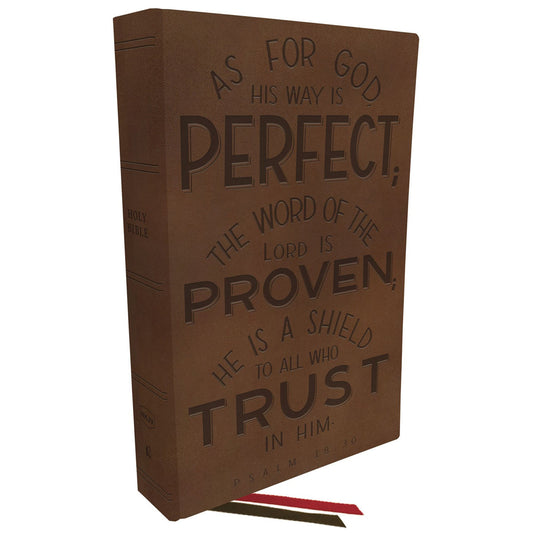 NKJV Thinline Bible Indexed Brown (Comfort Print)(Verse Art Cover Collection)(Genuine Leather)