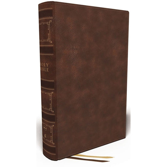 NKJV Single-Column Wide-Margin Reference Bible Indexed Brown (Comfort Print)(Imitation Leather)