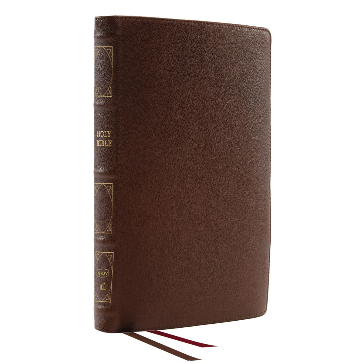 NKJV Deluxe Thinline Reference Bible Red Letter Brown (Comfort Print)(Genuine Leather)