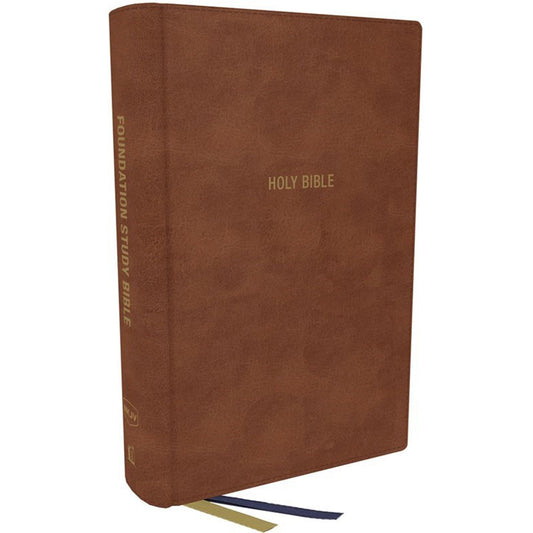 NKJV Foundation Study Bible Large Print Red Letter Indexed Brown (Comfort Print)(Imitation Leather)
