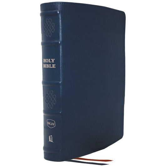 NKJV Single Column Reference Bible Blue (Comfort Print)(Genuine Leather)