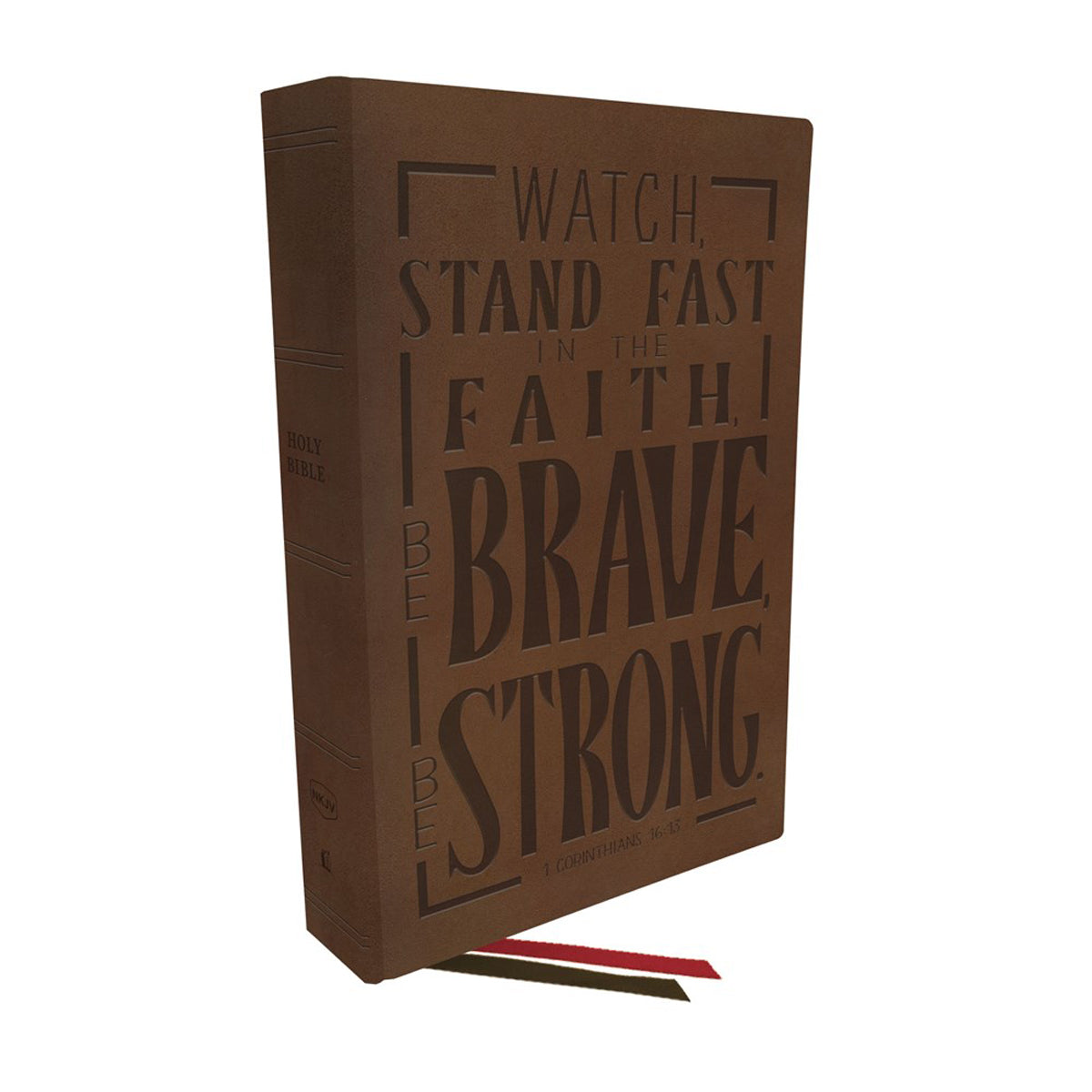 NKJV Center-Column Ref Bible Giant Print Brown (Comfort Print)(Verse Art Cover)(Genuine Leather)