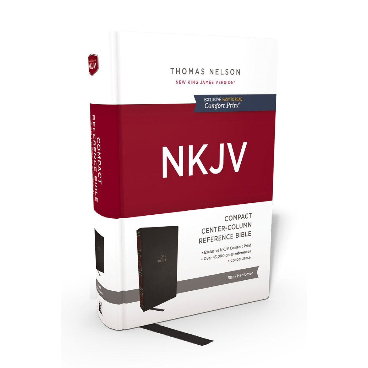 NKJV Compact Center-Column Reference Bible Black Comfort Print (Hardcover)