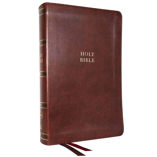NKJV Brown Imitation Leather Single-Column Verse-by-Verse Reference Bible Comfort Print